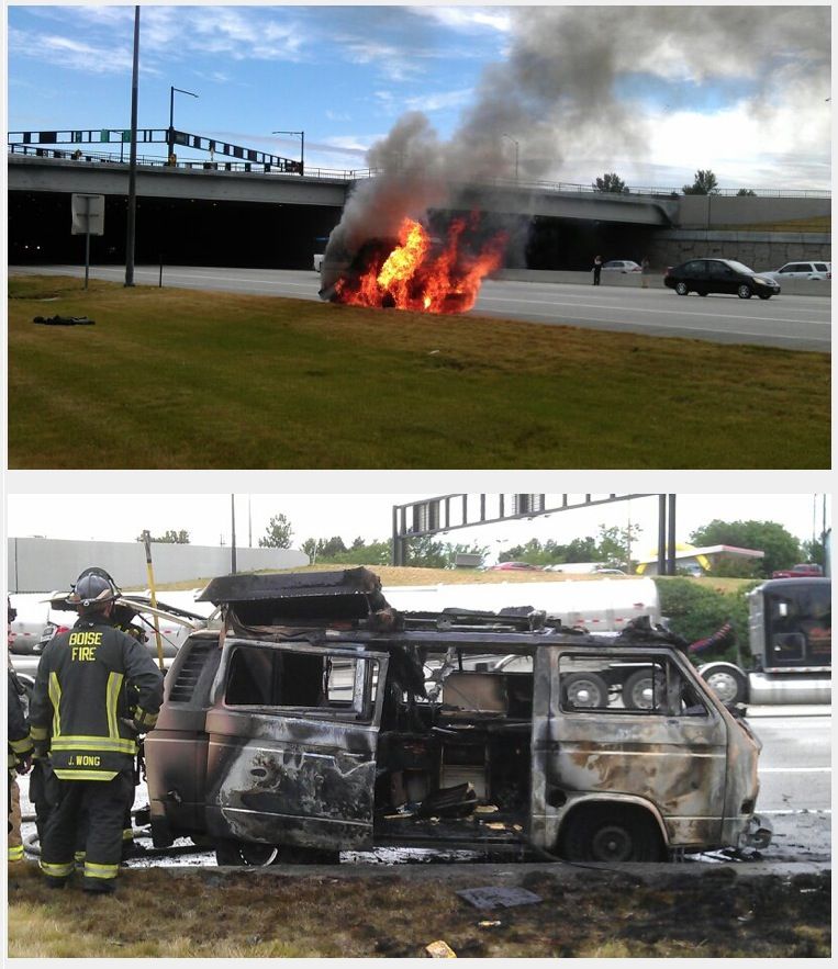 Volkswagen T3 en llamas por líneas de combustible
